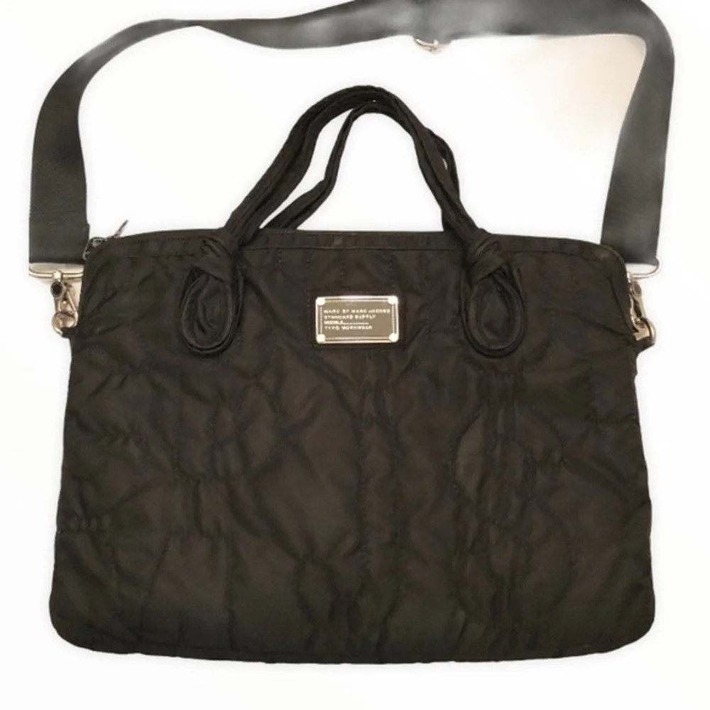 Marc by Marc Jacobs black quilted laptop bag case
